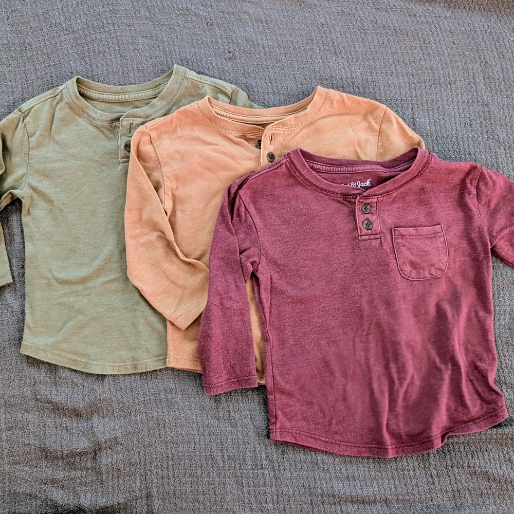 Cat & Jack Long Sleeve Henley Tees (3)